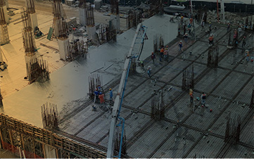 Vista aérea de losa de concreto en construcción